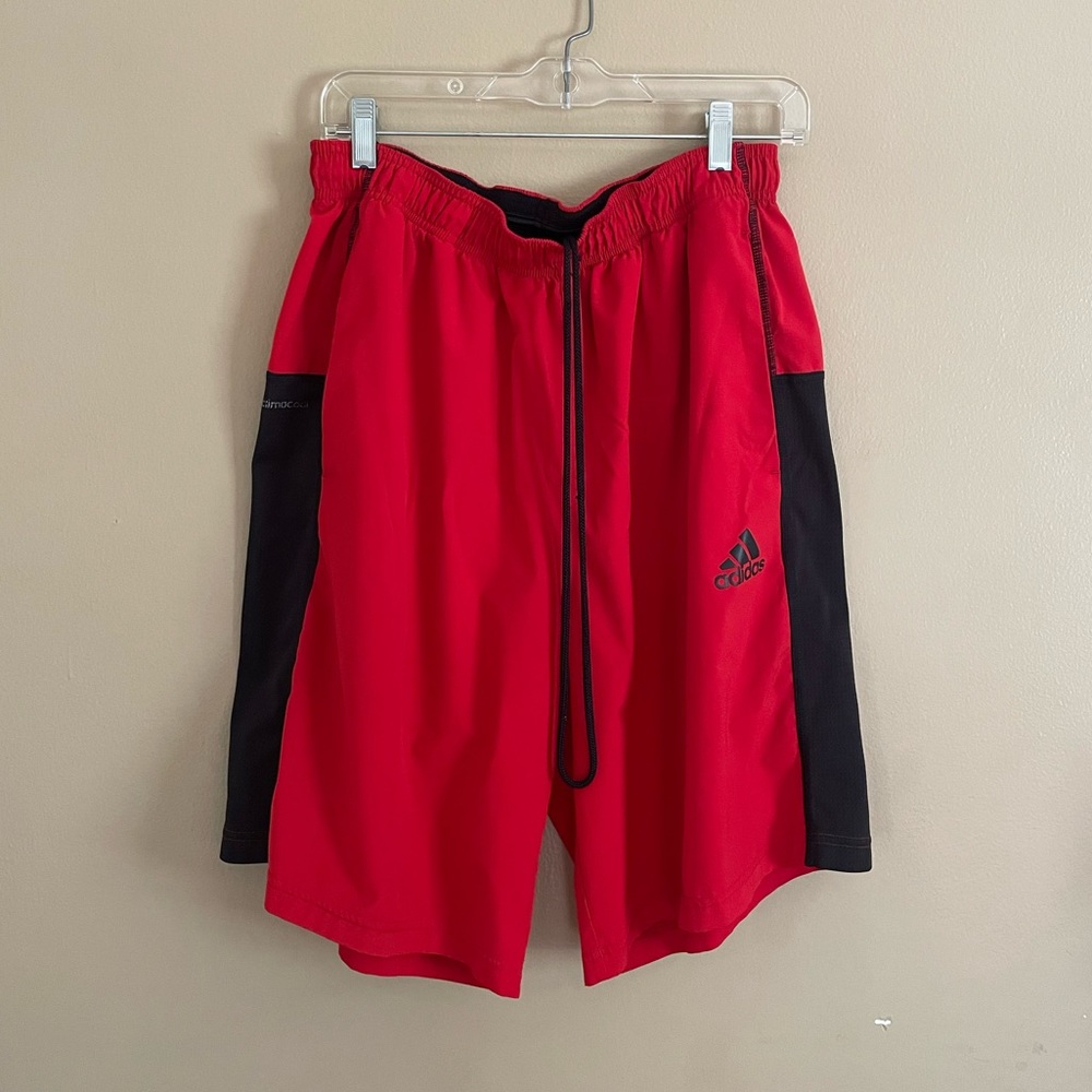 Adidas Red & Black Basketball Shorts.